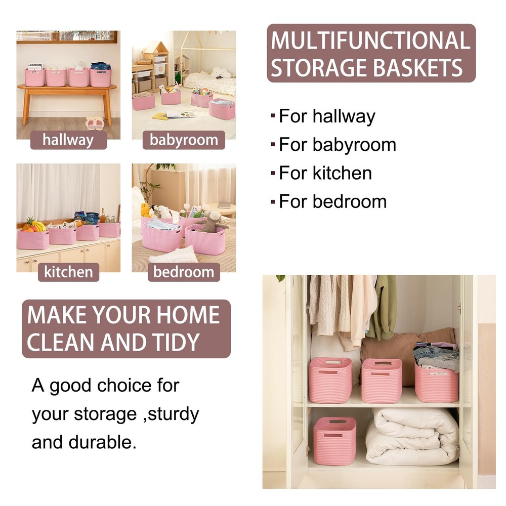 4 Pack Storage Baskets For Organizing Cube Storage Bins For Shelves Rectangle St