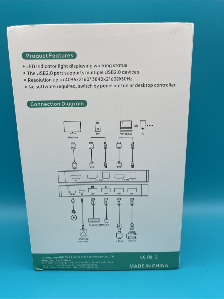 Switch HDMI 2 Port Boxes, 4K@30Hz USB