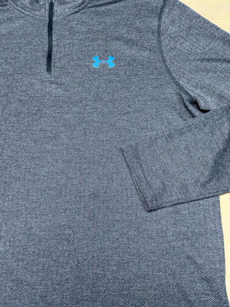 Under Armour 1/4 Zip Pullover Mens Large Gray Threadborne HeatGear Herringbone