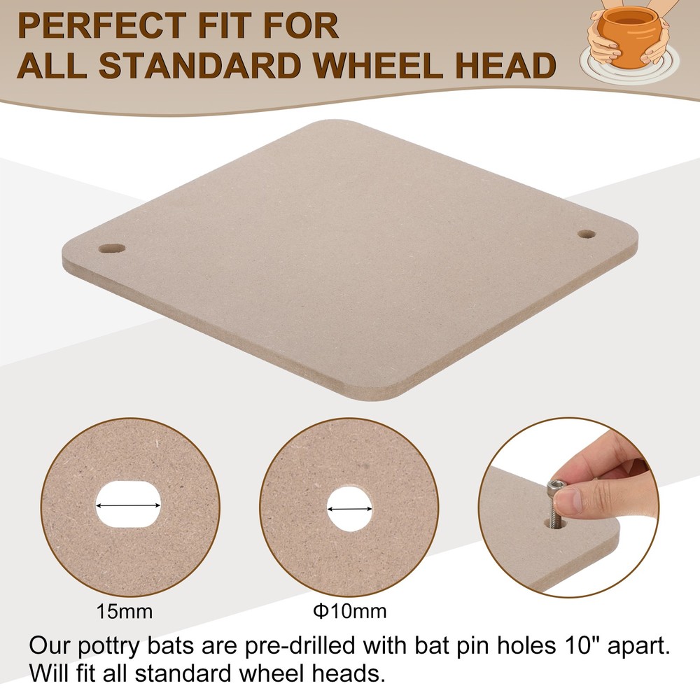 2 Pack 9" Pottery Wheel Bats, 1/3" Thick Round Pottery Bat System