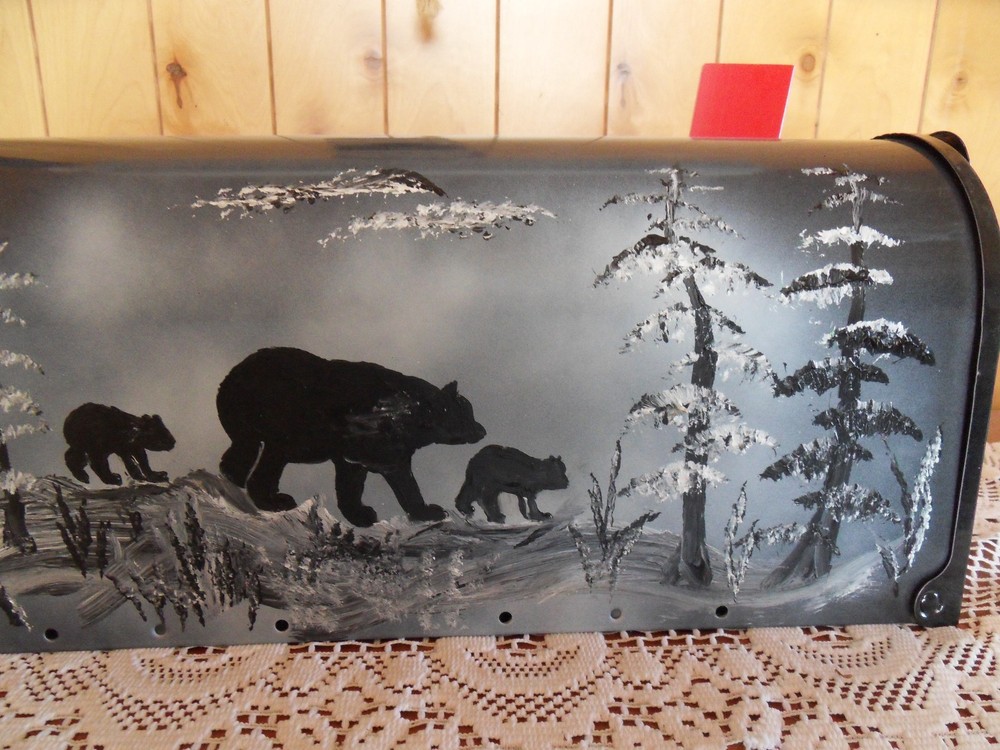 bear bears hand painted Mailbox USPS standard size