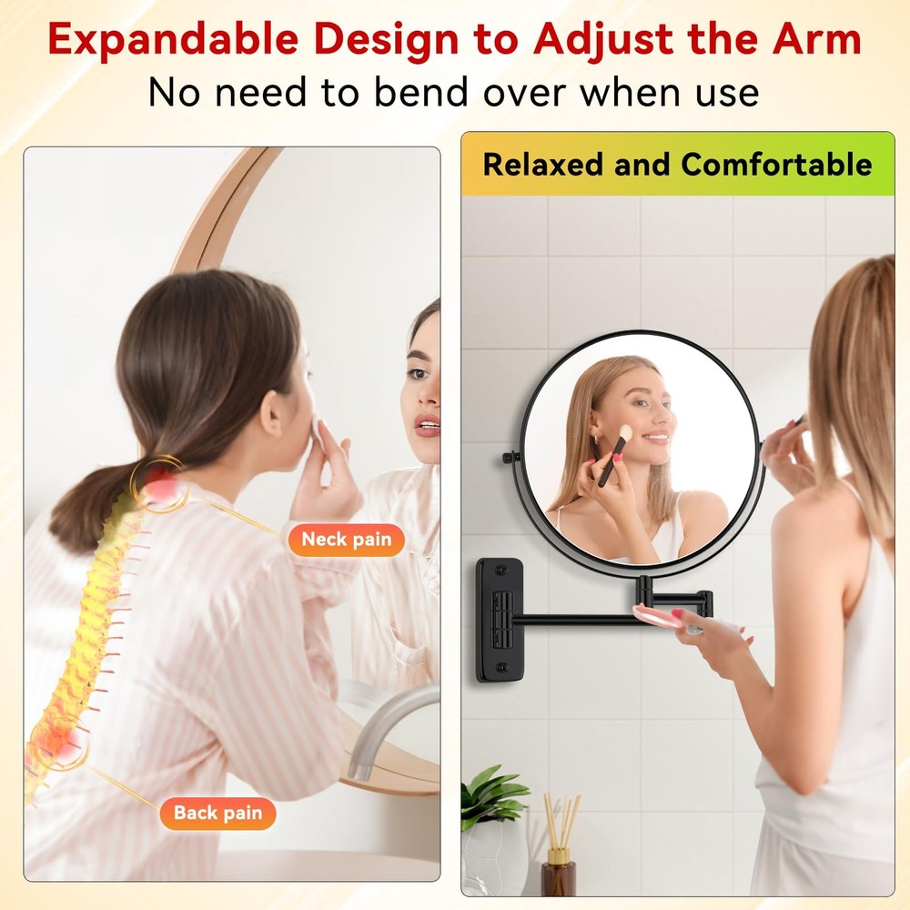 8” Wall Mount Makeup Mirror with 20X Strong Magnification, Double Sided Shavi...