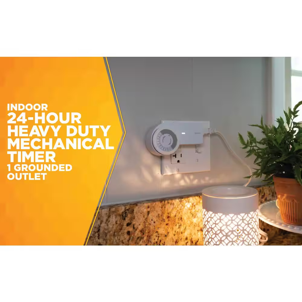 24 Hour Heavy Duty Indoor Plug-In Grounded Outlet Mechanical Timer