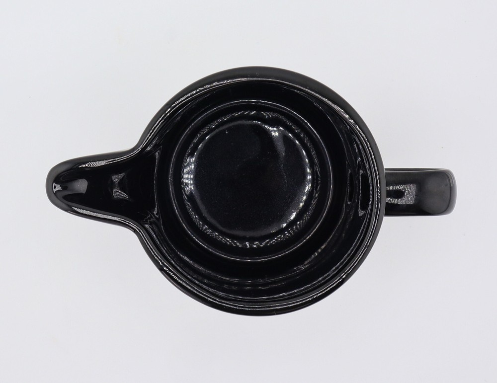 Modern black ceramic creamer 3.5" high glossy