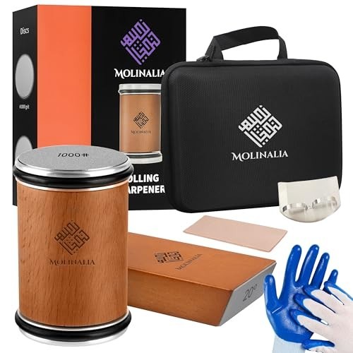 Multi-Angle Knife Sharpener Kit - Diamond & Ceramic Discs, Finger Guard, Gloves,