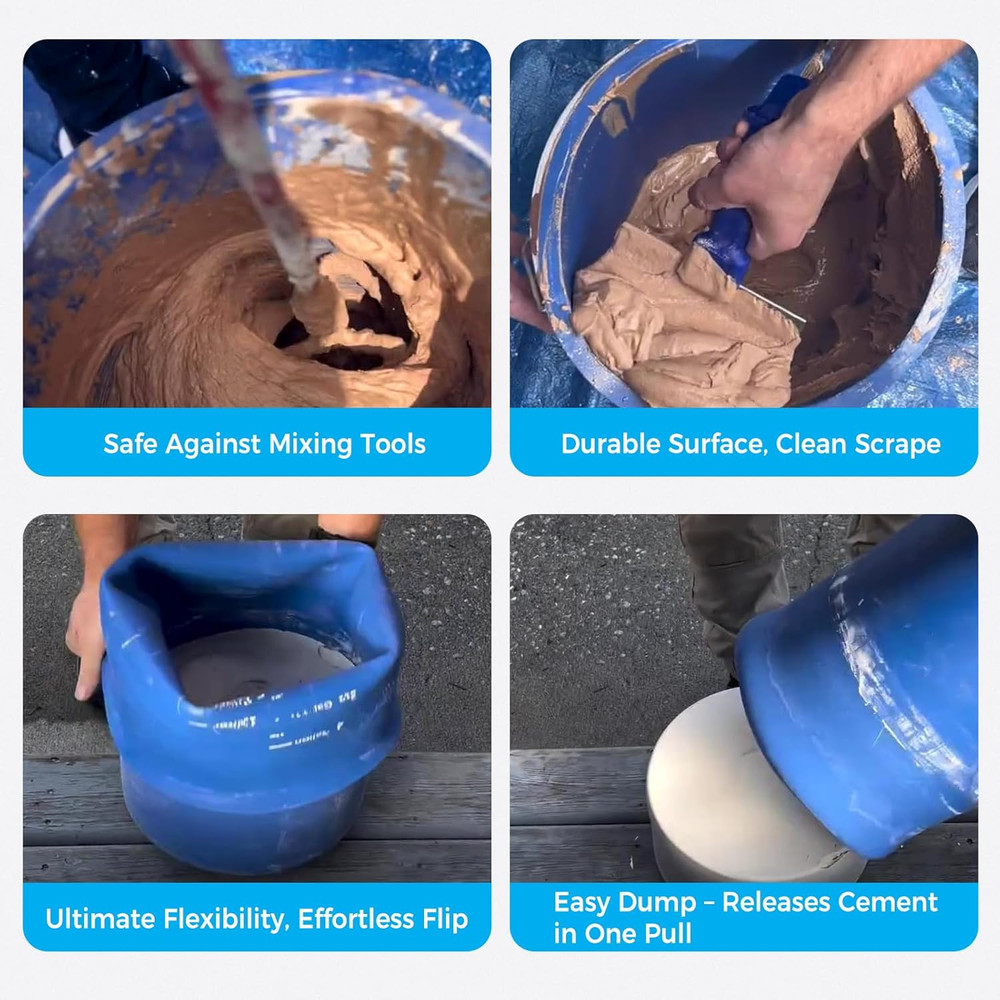 2-Pack Silicone Bucket Liners with Lid for Effortless Mixing & Cleanup