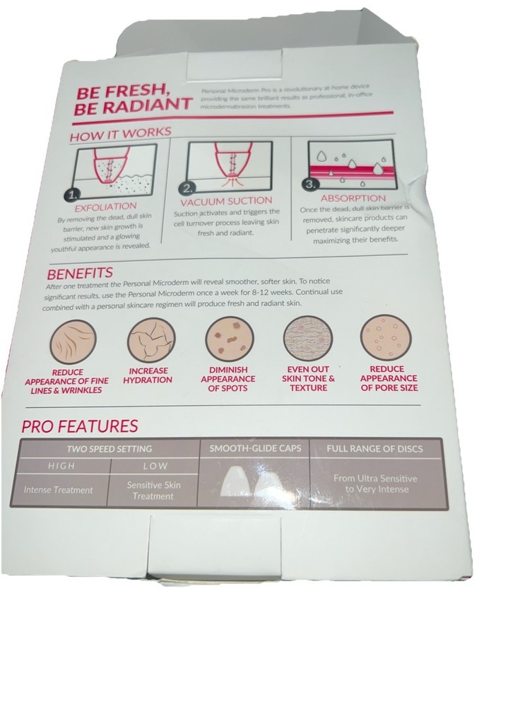 PMD PRO PINK Personal Microderm Abrasion Device Exfoliating Vacuum EUC