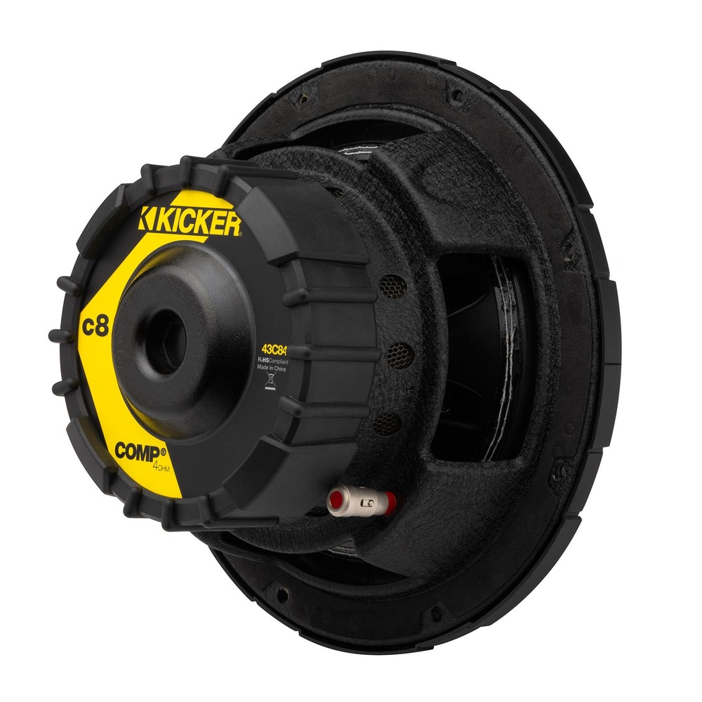 Kicker 43C84 Comp 8" Subwoofer, Single Voice Coil, 4-Ohm