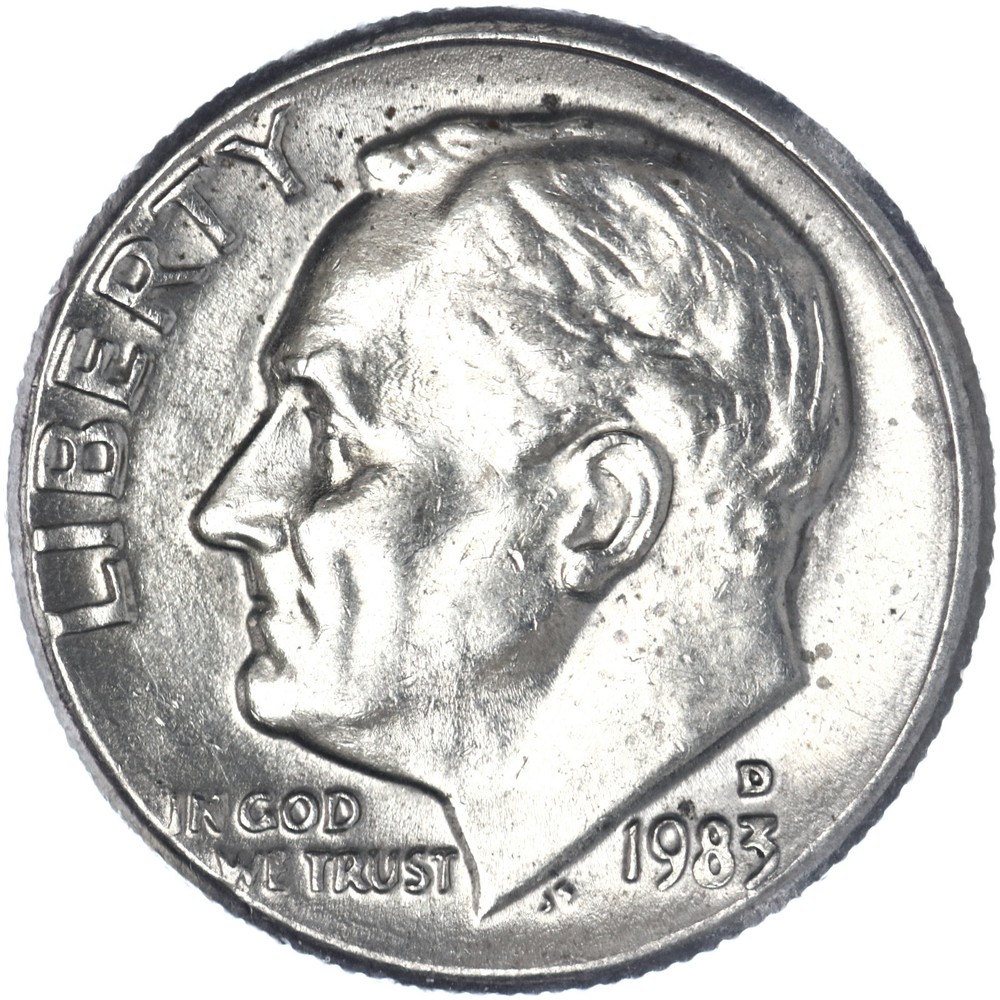 1983 D Roosevelt Dime About Uncirculated AU
