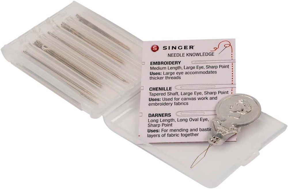 SINGER 07370 Hand Sewing Needles in Compact with Needle Threader, Assorted Sizes