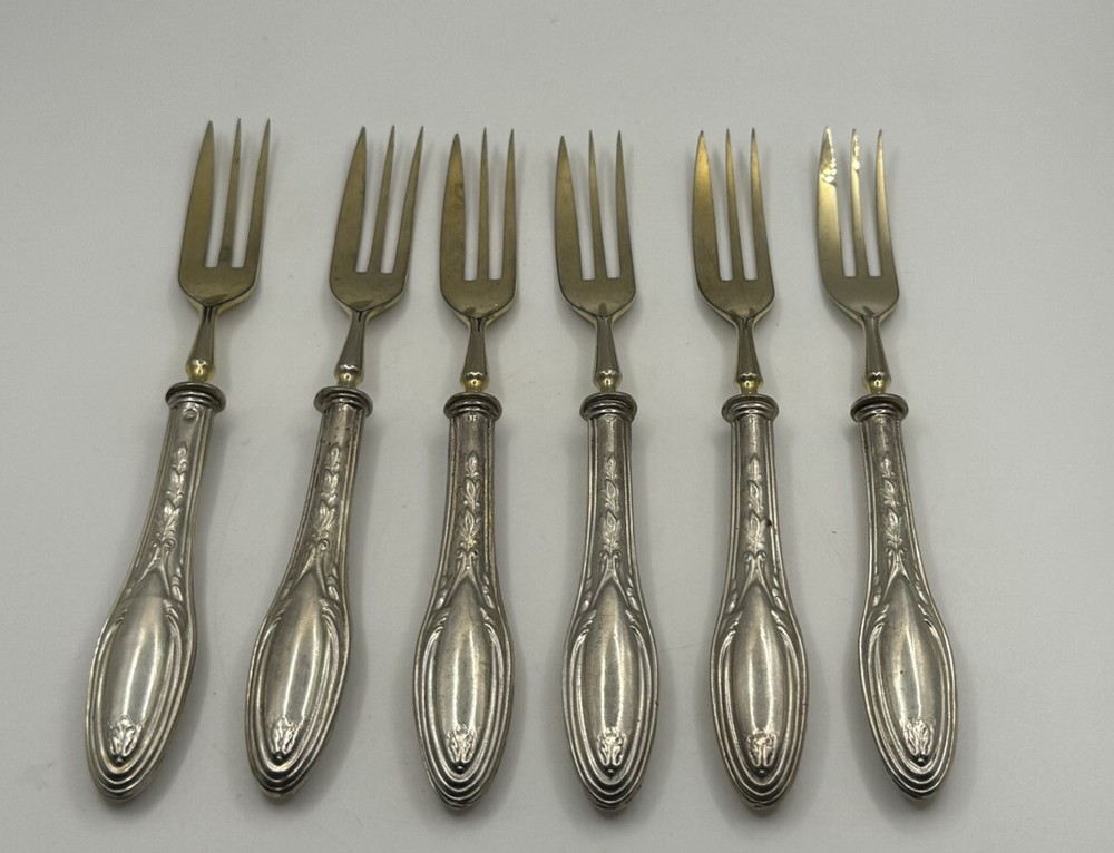 6 x Sterling Silver Handled Cocktail Desert Forks