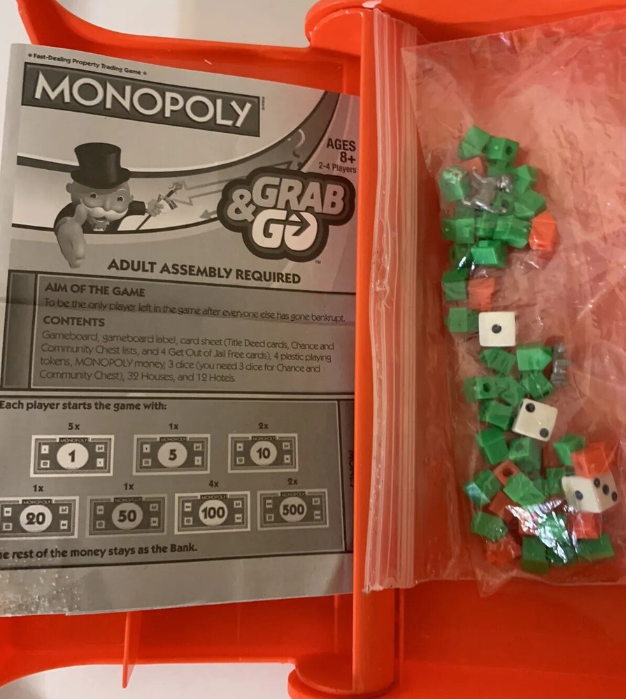 HASBRO MINI Grab N Go EDITION MONOPOLY With CARRYING CASE