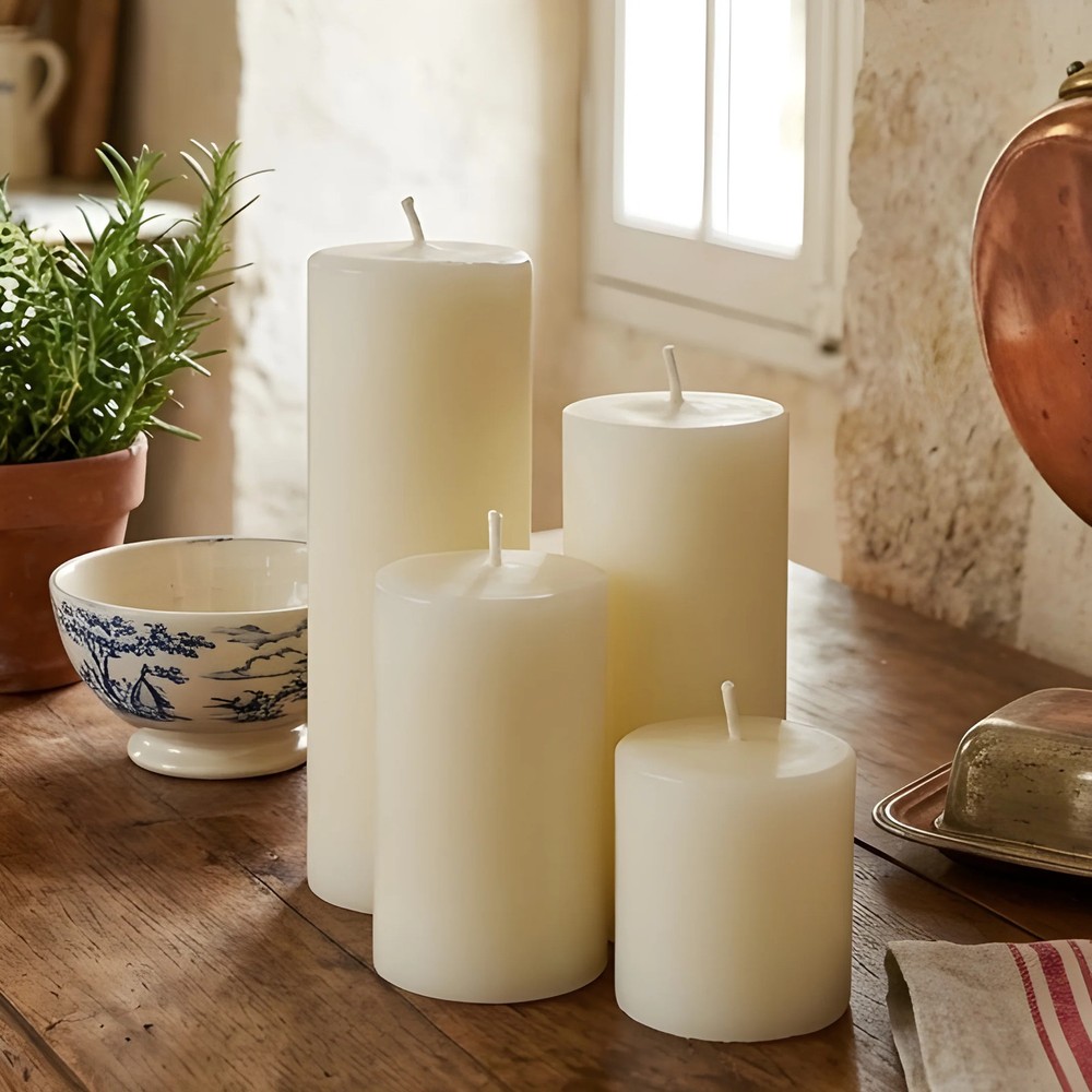 White Beeswax Two Inch Pillar Candle Set