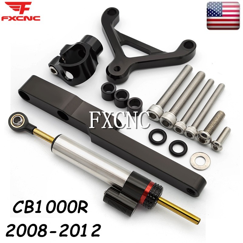 Adjustable Steering Damper & Mount Support Bracket For Honda CB1000R 2008-2017