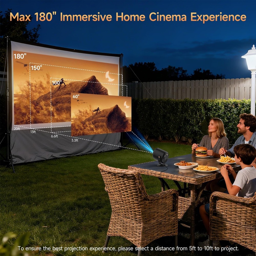 Mini Projector with WiFi and Bluetooth, Portable Projector Native 1080P Suppo...