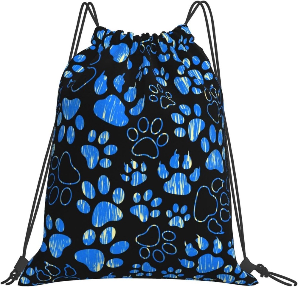 Paw Print Drawstring Gym Bag Backpack Foldable One Size, Dog