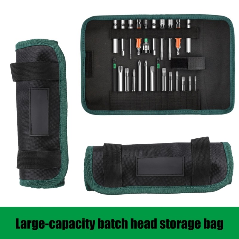 Compact Tool Storage Roll Up Bag Canvas 21 Pockets Mechanic Accessory Gift