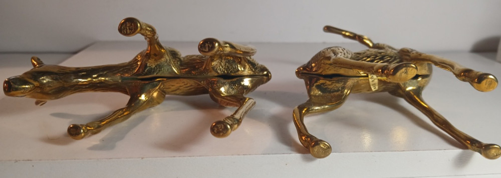 2 Solid Brass Deer. Distributed by Montgomery Ward.