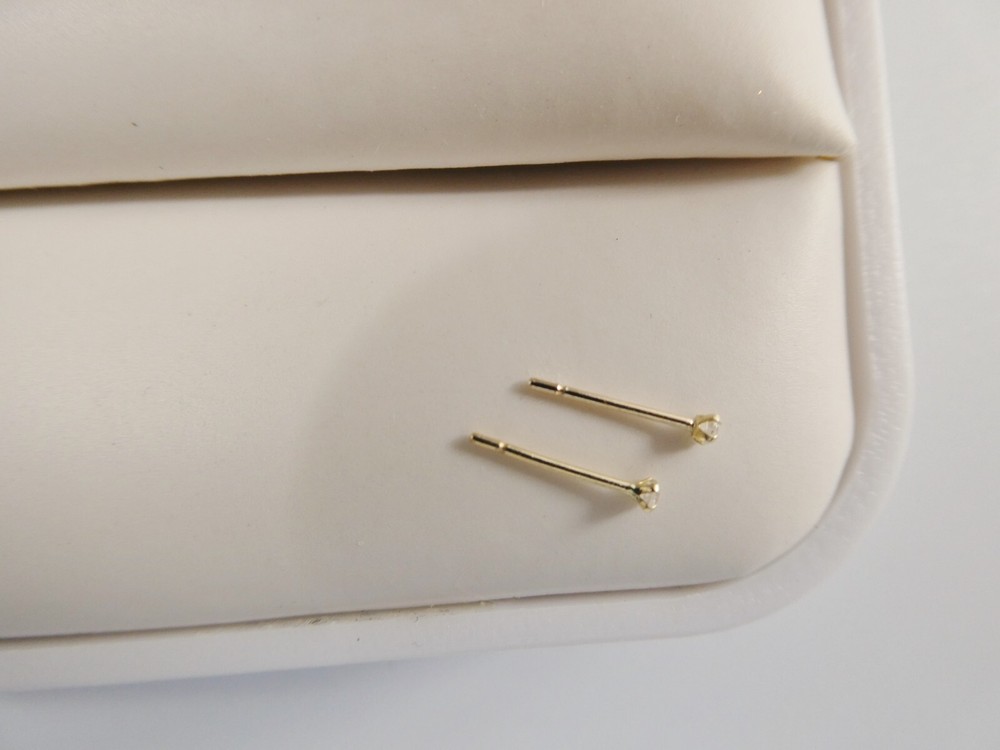 14K REAL SOLID YELLOW GOLD 1.5MM/2MM PAIR NOSE EARRING