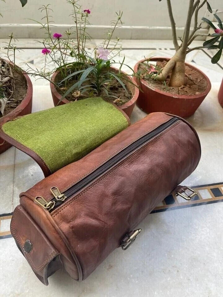 Real VINTAGE Leather Tool Bag Motorcycle BROWN Front Fork Storage Bag Saddle Bag
