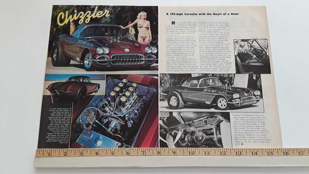 1958 CORVETTE HEMI POWERED - LIL JOHN HARVEY ORIGINAL 1983 ARTICLE
