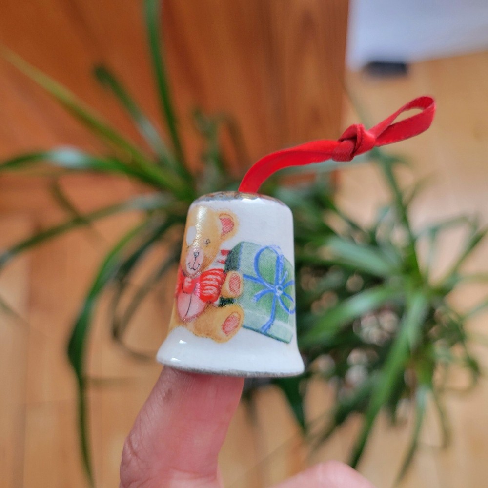 Vintage Teddy Bear Thimble Christmas Ornament