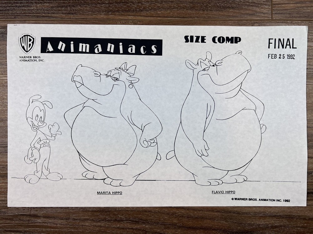 Animaniacs 1992 Production Art Size Comp Studio Copy Warner Brothers Animation