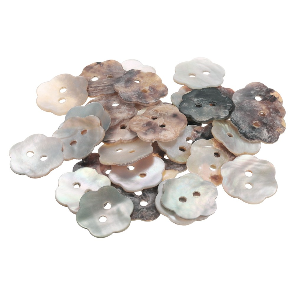50pcs Pearl Shell Buttons 0.6" Flower Shell Sewing Button for Cloth Craft