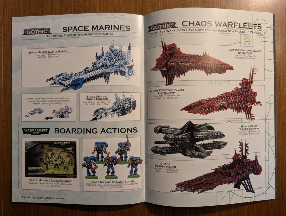 Warhammer 40k BATTLEFLEET GOTHIC INVASION Games Workshop 2002 Voidship battles