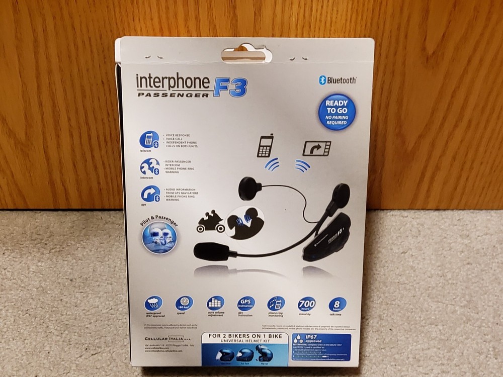 Interphone F3 Passenger Intercom Bluetooth Phone Connect Pilot Passenger System