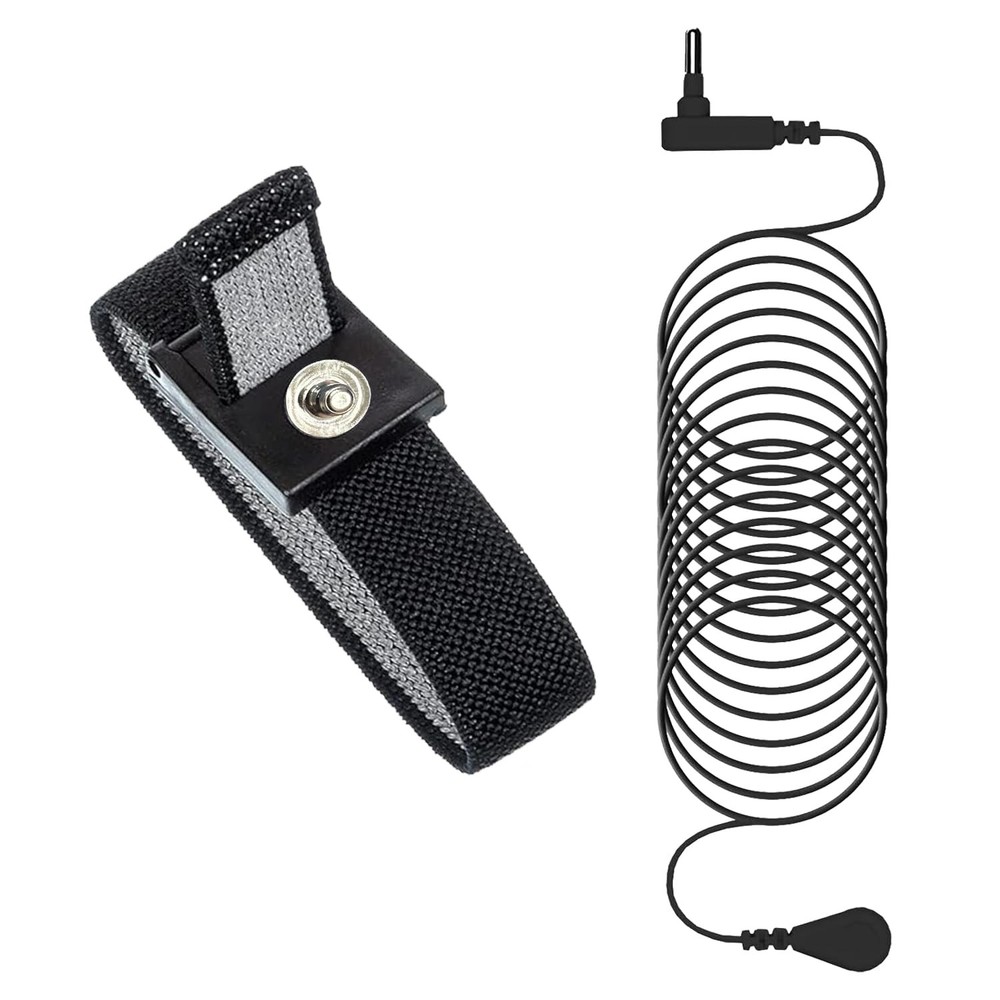 Grounding Wrist Strap, Bracelet with 15 Feet Black With Grey