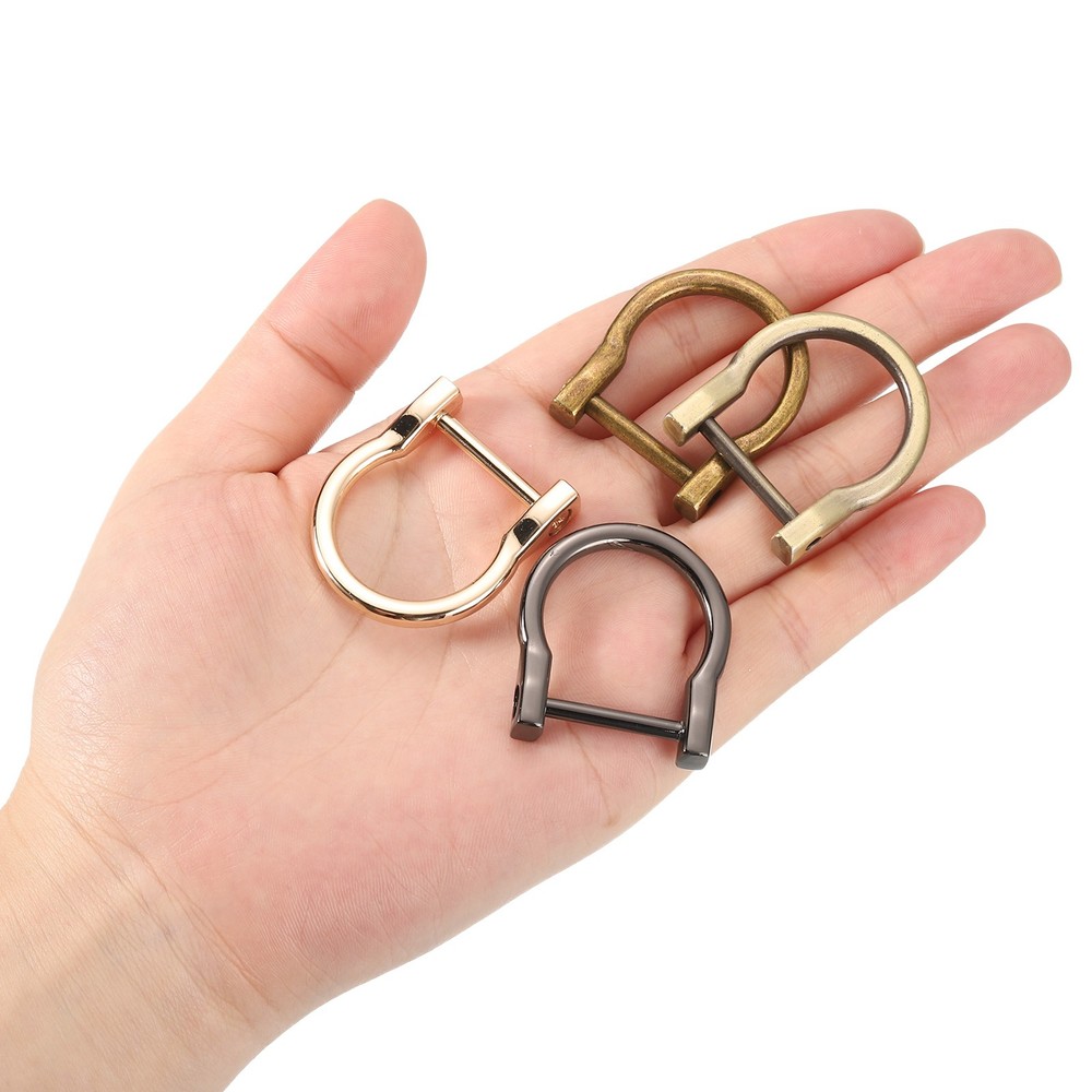 23mm (0.91") U Shape Horseshoe D Screw Buckle Silver 2pcs