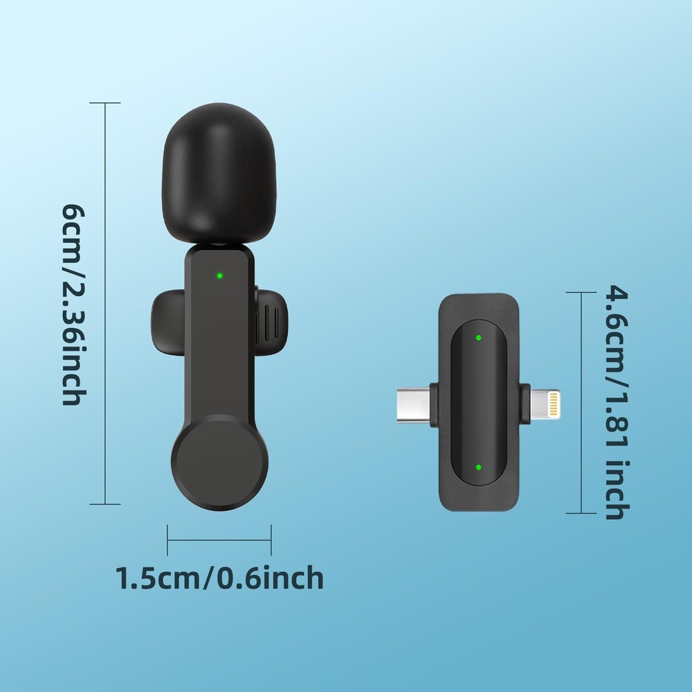 Wireless Lavalier Microphone for iPhone Android iPad - Noise Cancelling Mini ...