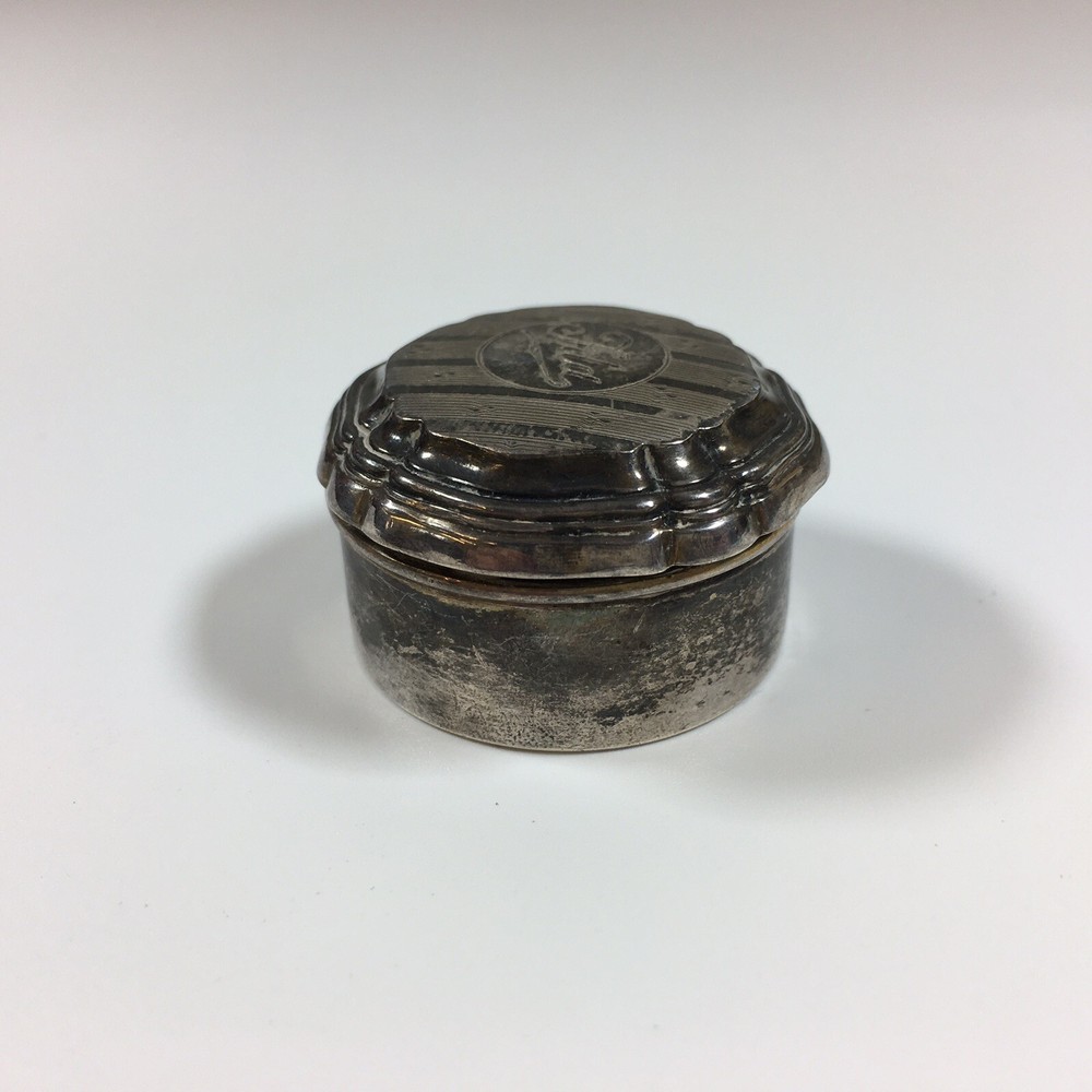 Antique German Solid Sterling Silver Pill Box “Ida” 2.5cm In Height