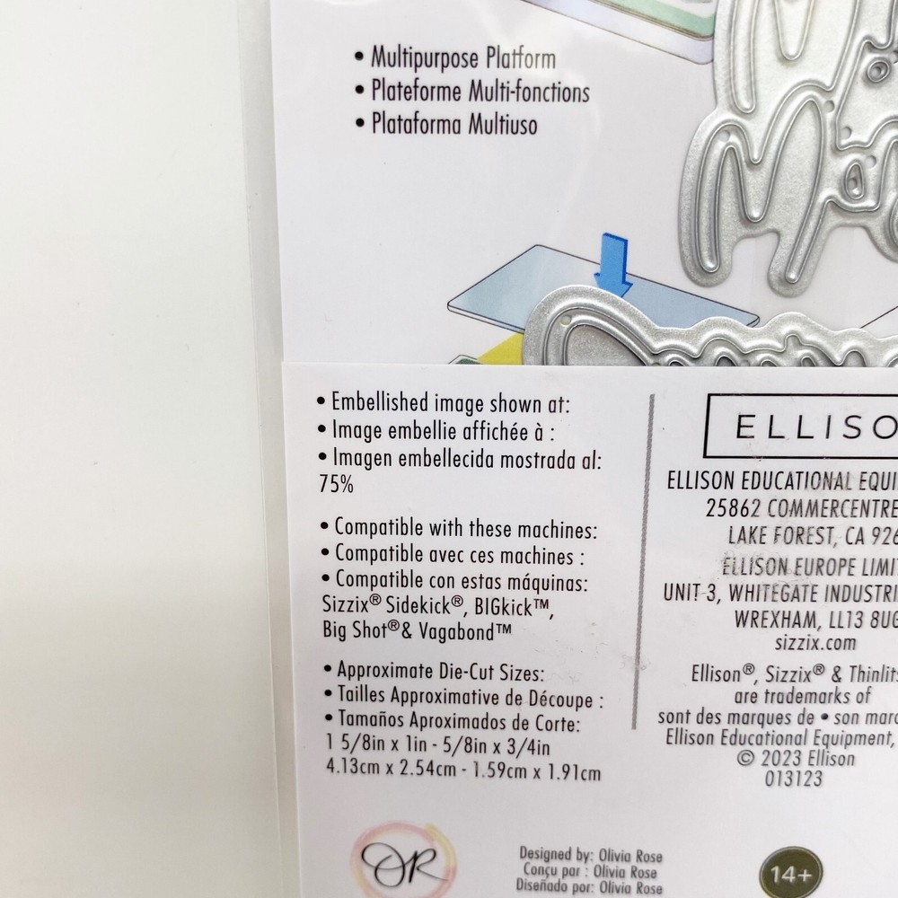 Sizzix Thinlits Festive Phrases Cutting Dies by Olivia Rose Christmas 665676 NEW