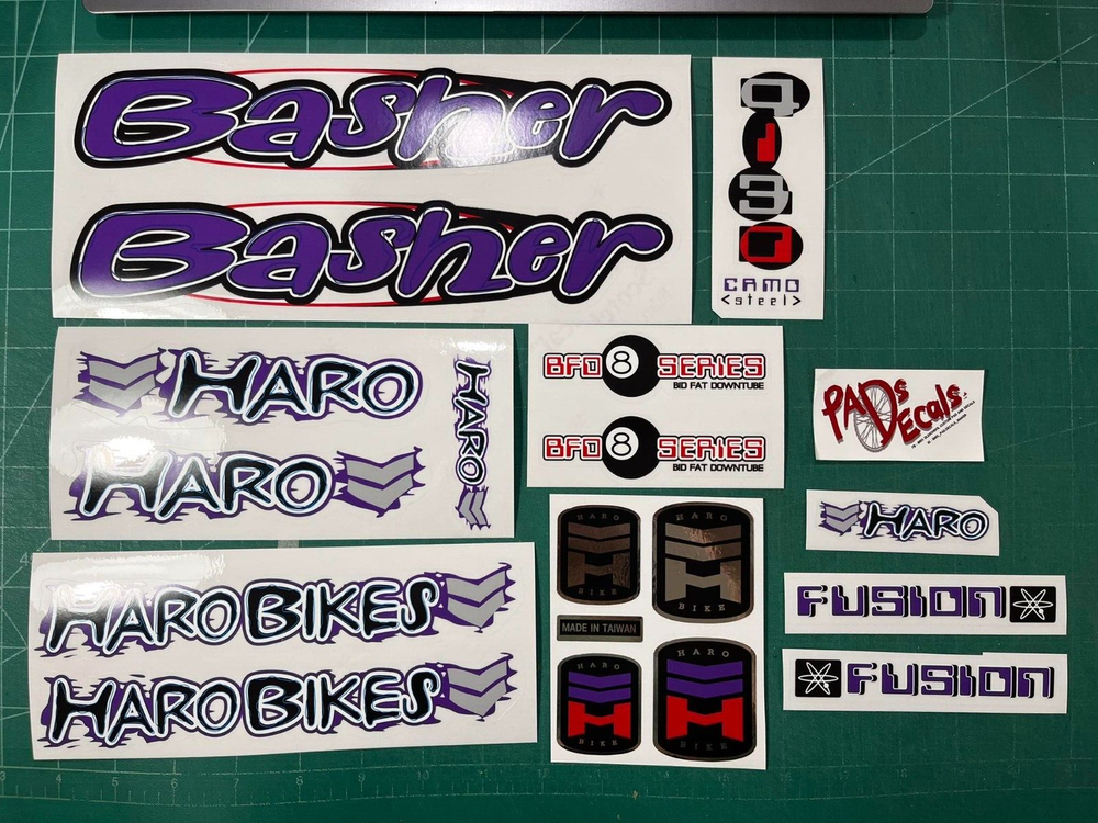 2001 Haro Basher bmx sticker decals on clear