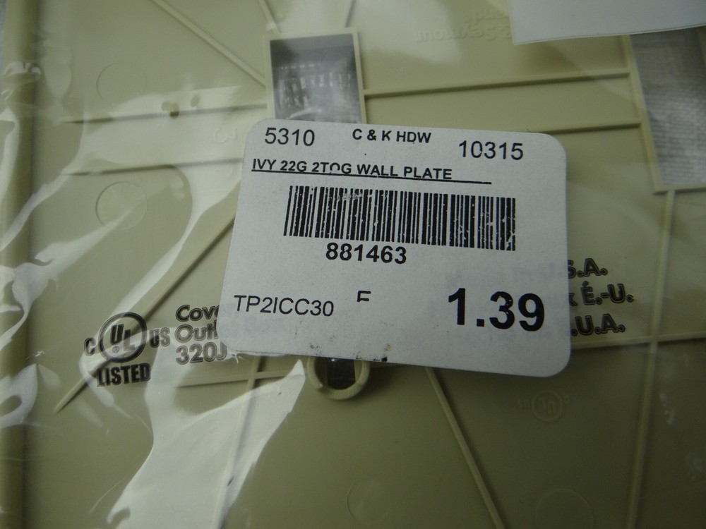 Switchplate 2 Gang Toggle Switch Wallplate P&S TP2-I Ivory Nylon Unbreakable