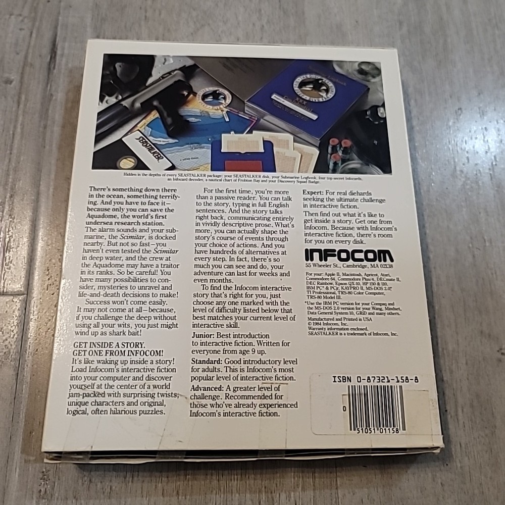 Infocom Seastalker Text Adventure "Dive Deep Into Danger" 1984 Apple II Partial