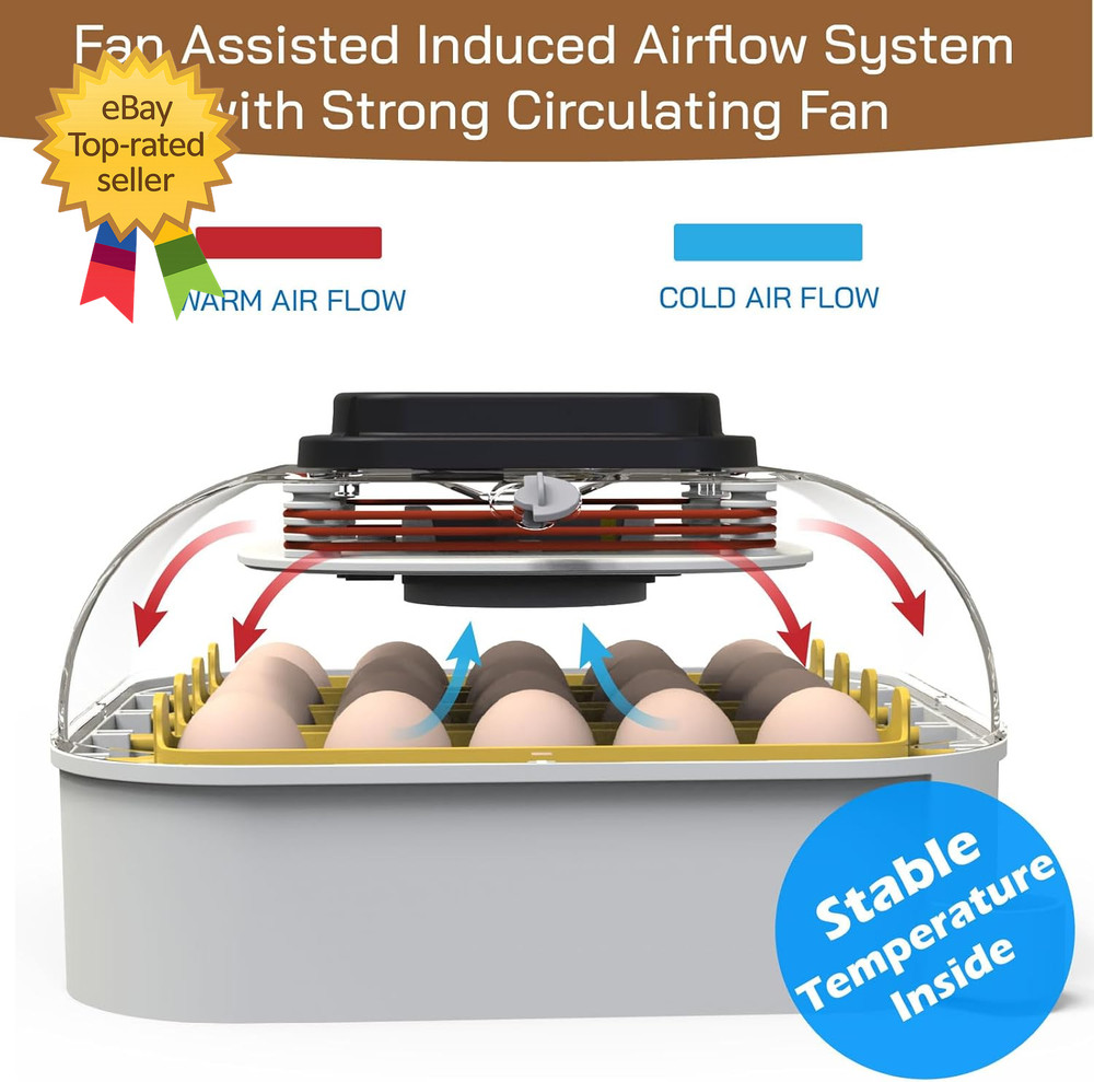 20 Egg Incubator with Humidity Display Egg Candler Automatic Egg Turner