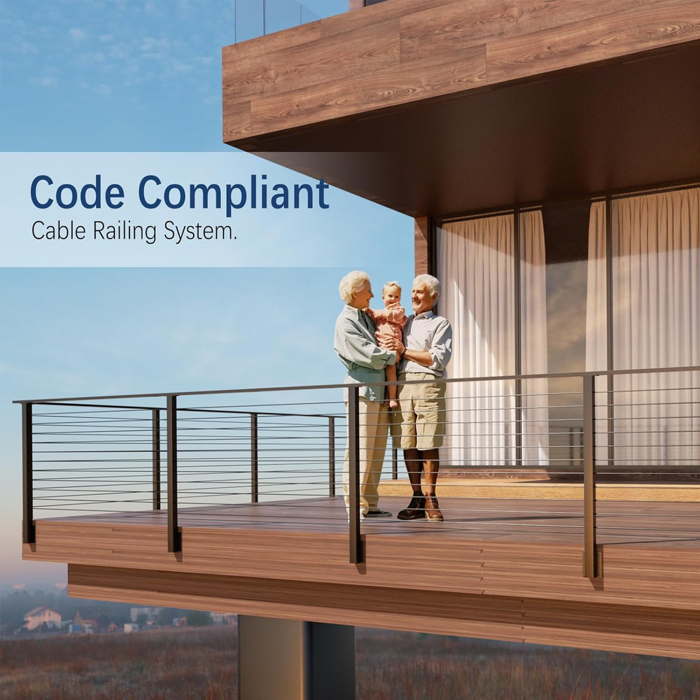 2Pack Side Mount Cable Railing Post Kits with 105Ft Cable & Tensioners