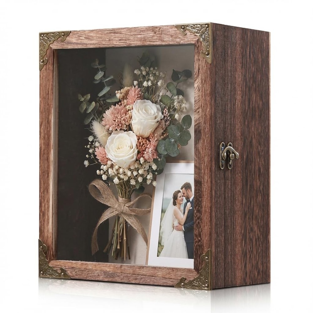 Deep Shadow Box Frame 8x10 with 4.7" Depth, Rustic in, Carbonized