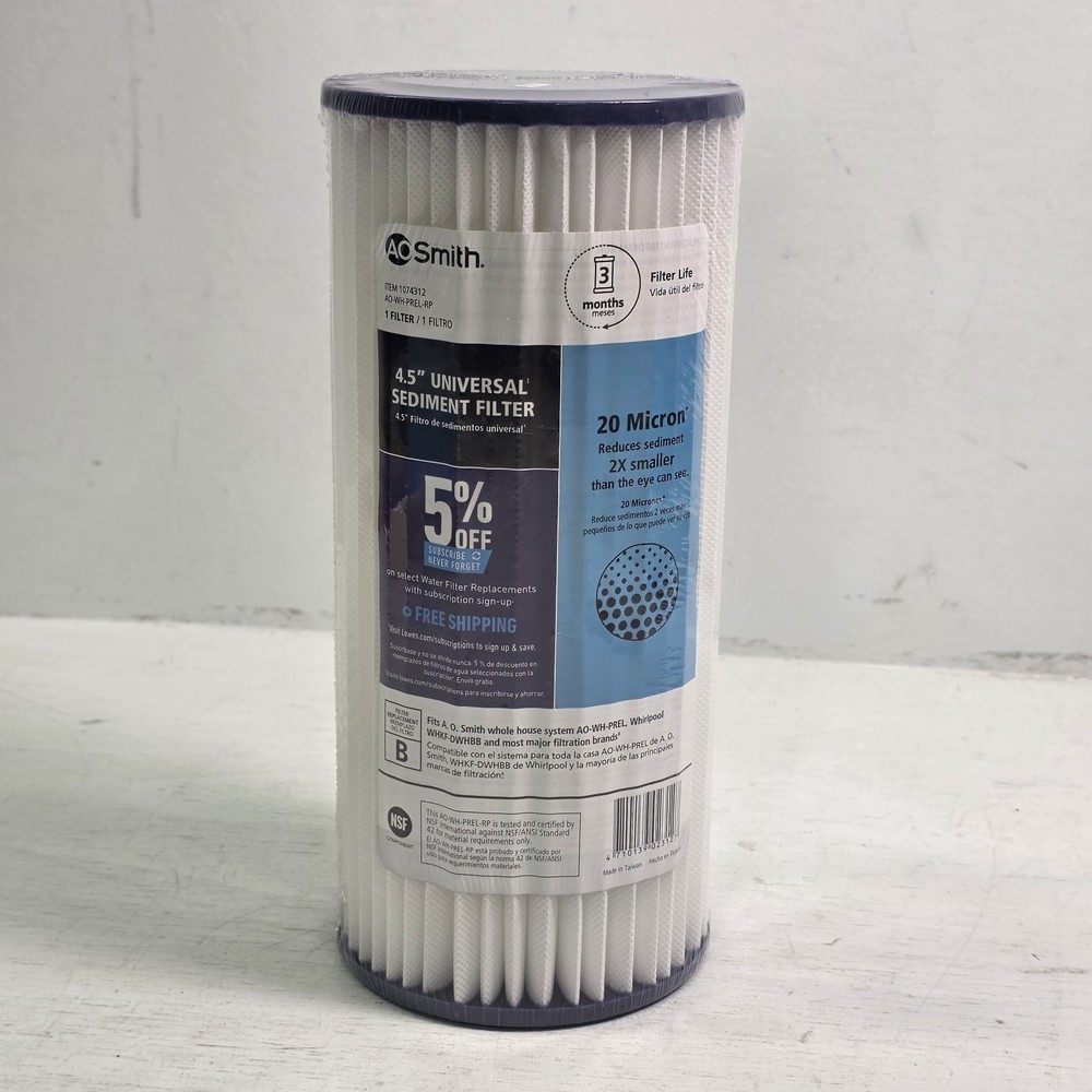 A.O. Smith 4.5" Universal Sediment Filter AO-WH-PREL-RP Item 1074312 New/Sealed