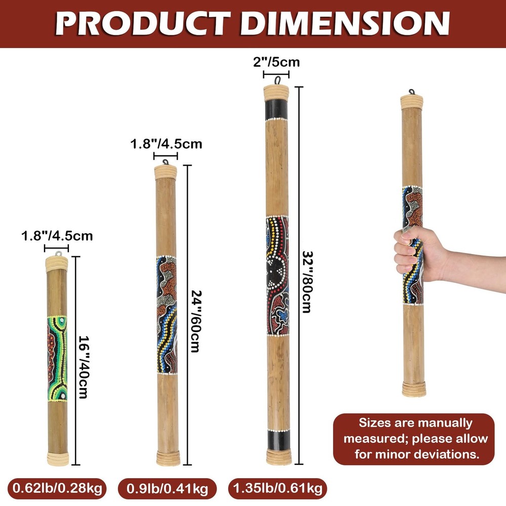 Medium 24" Bamboo Rainstick, Handcrafted & Painted Rain Maker, Rain Stick for...