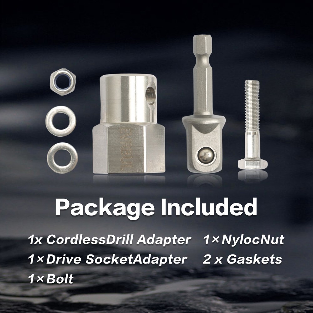 Trailer Jack Crank Handle Cordless Drill Adapter W/ 1/2 Inch Socket Adapter Bit