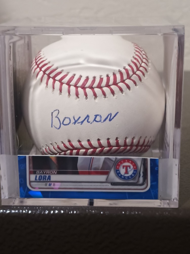 BAYRON LORA-Texas Rangers (Outfielder) Signed OML Baseball (JSA Basic COA)