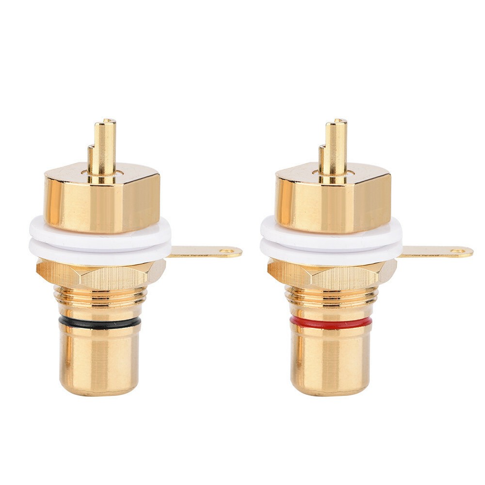 2PCS RCA Female Chassis Panel Mount Socket Connector Gold Plated Adapter
