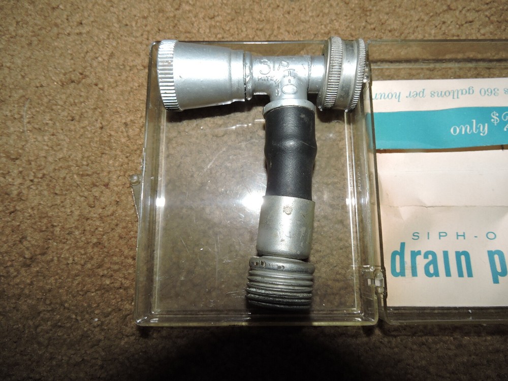 VINTAGE SIPH-O AUTOMATIC DRAIN PUMP W/ SCREW ON HOSE END PATENTED