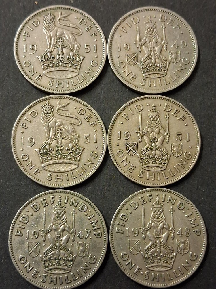 6 George V1 Shillings Engish & Scottish