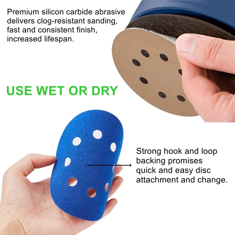 45PCS 5 Inch Sanding Discs Hook Loop Sandpaper 400-10000 Grit W/ Interface Pad