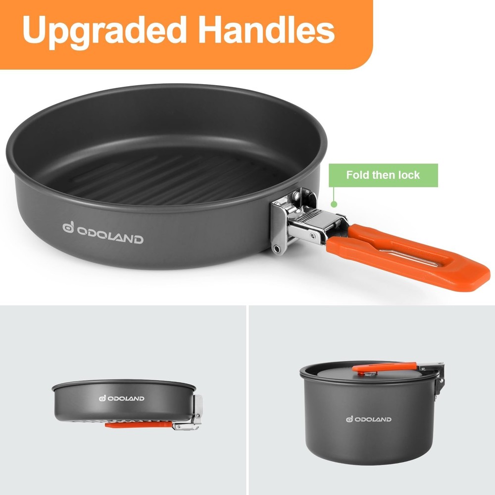 Odoland Bundle - 2 Items Camping Cookware Mess Kit and 5pcs Camping Cookware